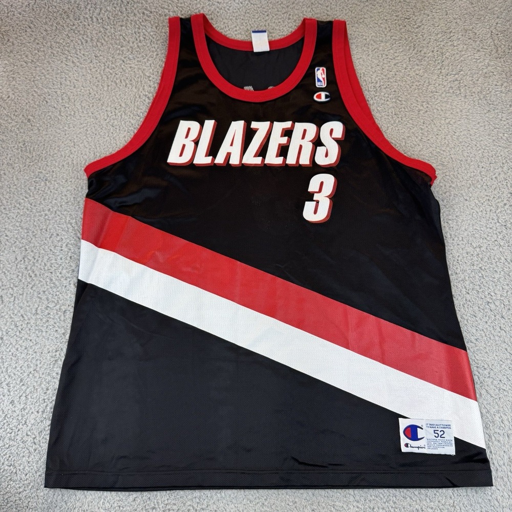 Ultra Rare Black Champion Stoudamire Portland Blazers Jersey Men's 52 Xl